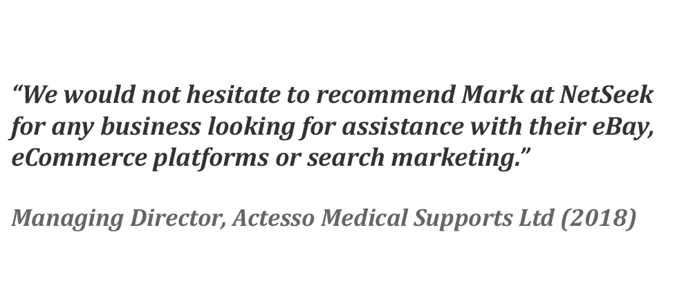 client testimonial - eBay and eCommerce consultancy services