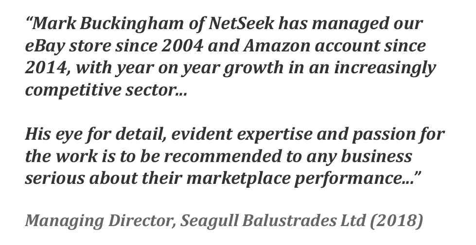 client testimonial - eBay and eCommerce consultancy services